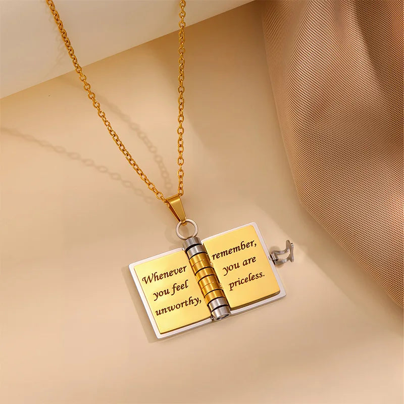 My Little Star openable book necklace — for daughter with 6 engraved pages (1)