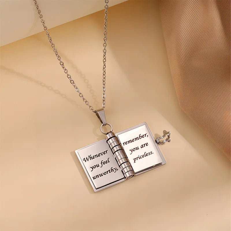 My Little Star openable book necklace — for daughter with 6 engraved pages (8)