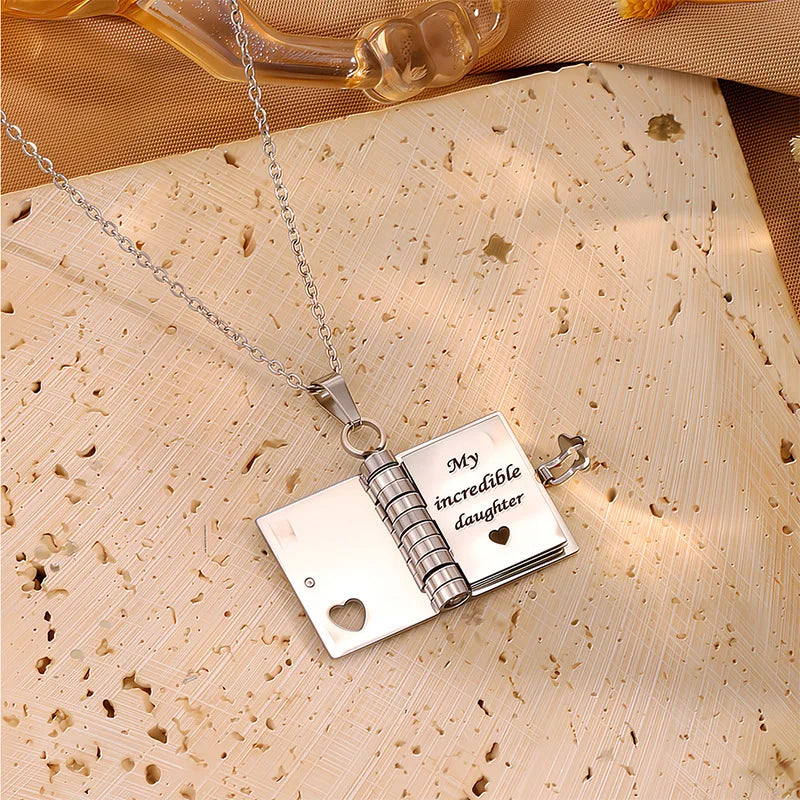 My Little Star openable book necklace — for daughter with 6 engraved pages (6)