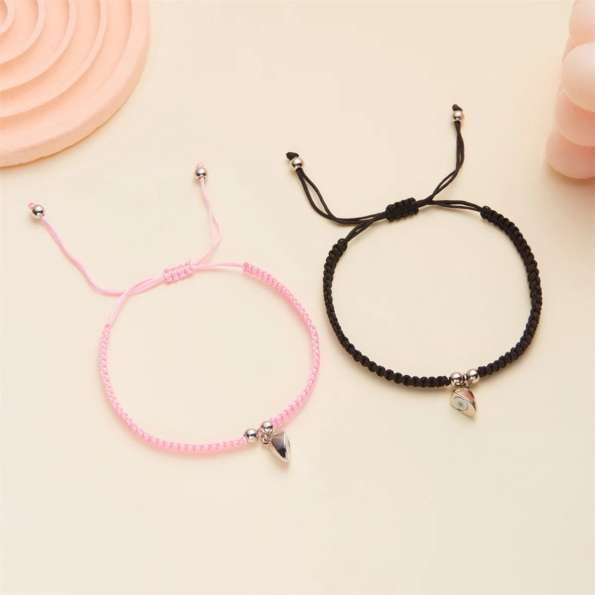 Magnetic Heart Bracelets set of 2 — matching couple bracelets with magnetic hearts (12)