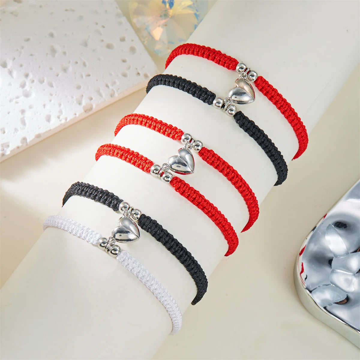 Magnetic Heart Bracelets set of 2 — matching couple bracelets with magnetic hearts (11)