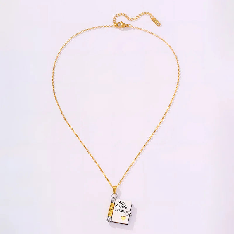 My Little Star openable book necklace — for daughter with 6 engraved pages (13)