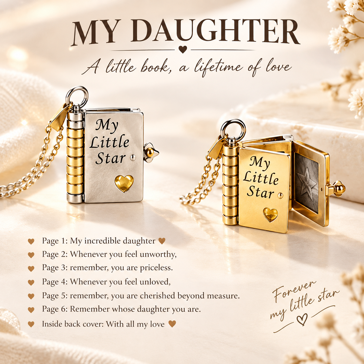 My Little Star — Openable Book Necklace for Daughter