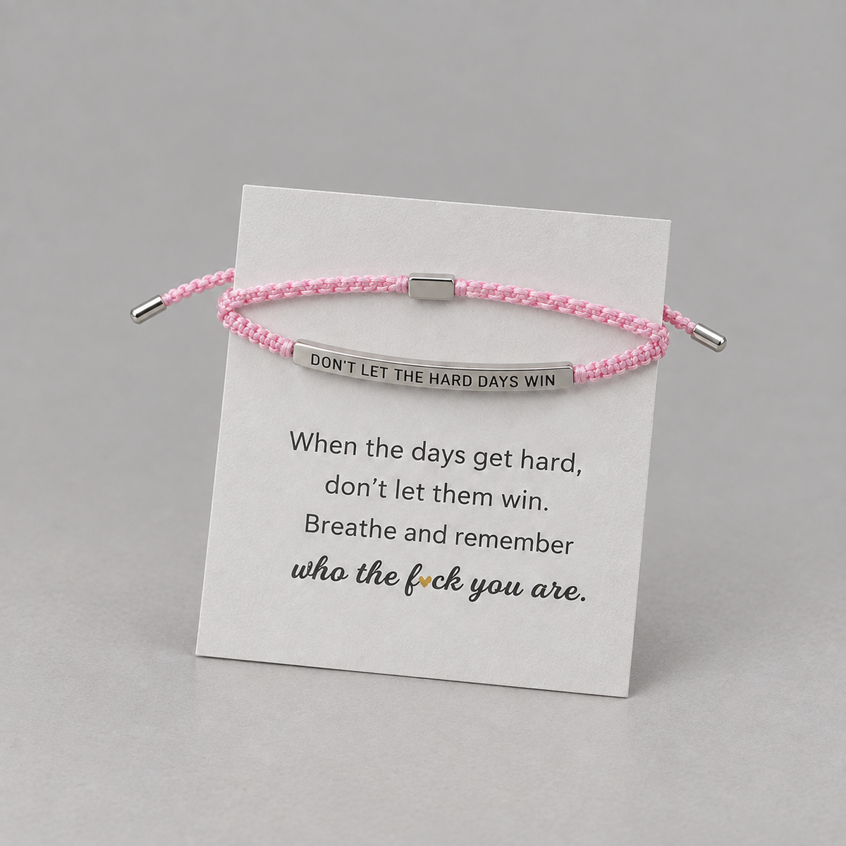 Don't Let The Hard Days Win bracelet — engraved encouragement bracelet with message card (2)