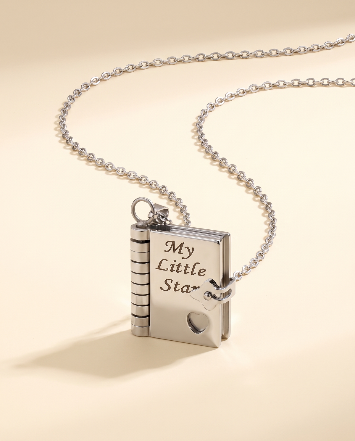 My Little Star openable book pendant necklace in silver